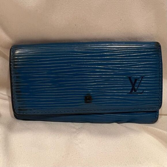 Vintage Louis Vuitton Epi Leather Keyring Case Key Holder Blue VGC - Picture 1 of 10